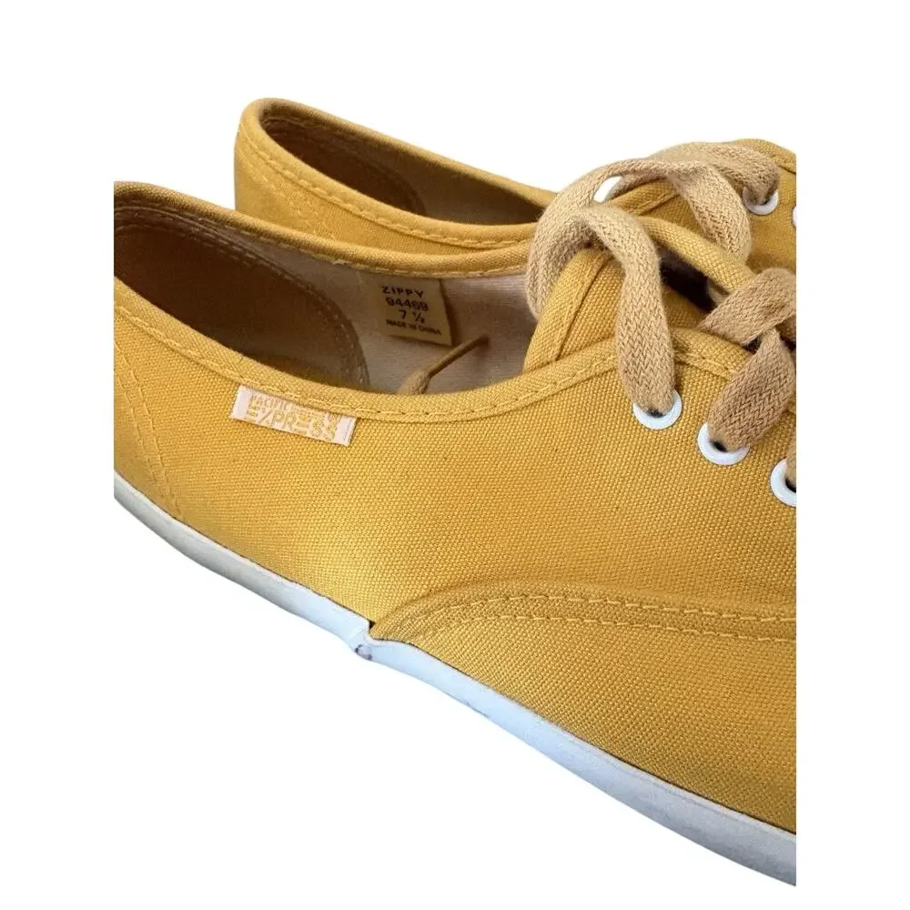 Vintage Pacific Express Zippy Canvas Tennis Shoes Yellow Women’s 7.5 Retro